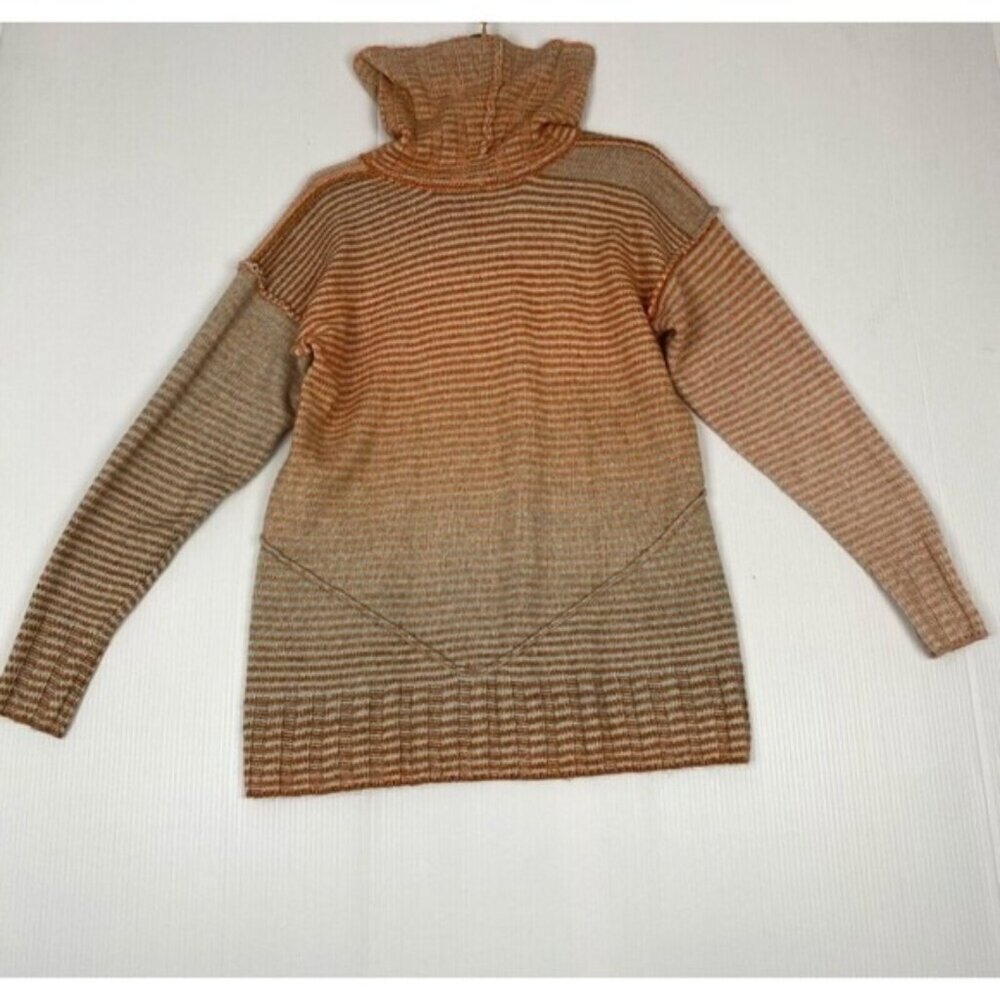 Cabi Sweater Womens Small Orange Striped Pullover Cowl Neck Knit Casual,Outdoor
